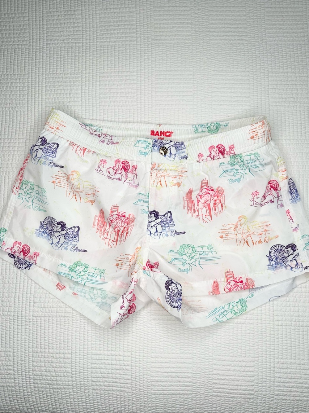 BANG! Miami Mens Swim Shorts - Homo/Hetro Amor Love Sketch Print Size Small
